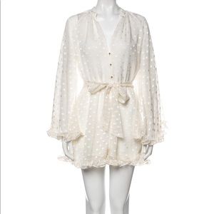 Zimmermann Silk Ruffle Polka Dot Print Romper